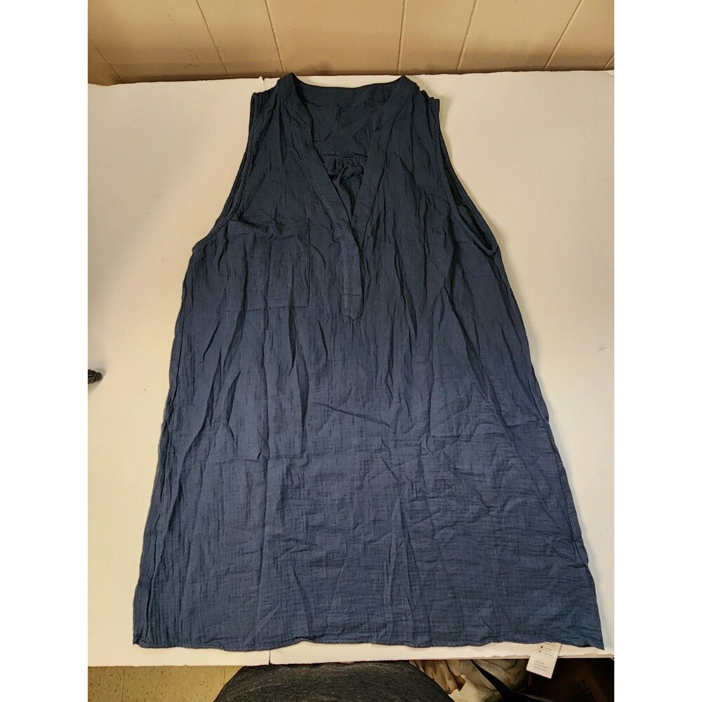 Cupshe Swimsuit Cover-up Womens Medium & XL Navy Crinkly Notched Neck Mini Dress